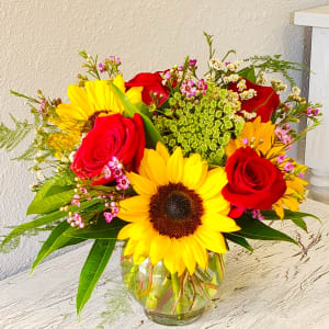 Sunflower and Rose Ensemble Flower Bouquet