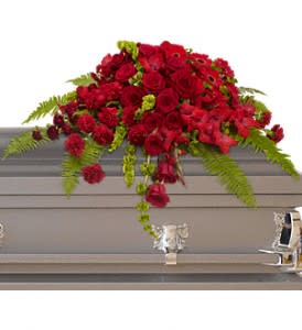 Red Rose Sanctuary Casket Spray Flower Bouquet