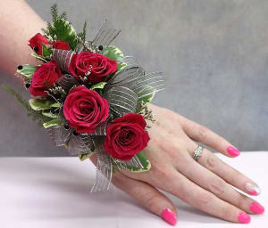 Fuschia Rose Corsage/Boutonnieres Flower Bouquet