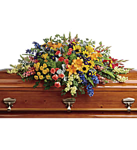 Teleflora's Colourful Reflections Casket Spray Flower Bouquet