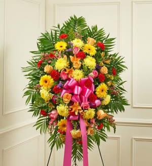 Deepest Sympathies Bright Standing Spray Flower Bouquet