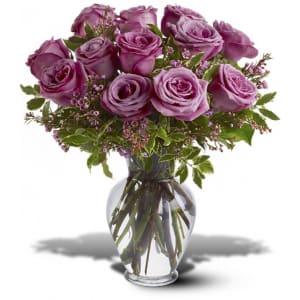 A Dozen Lavender Roses Flower Bouquet