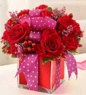 All Wrapped Up - Red or orange or yellow or pink Flower Bouquet