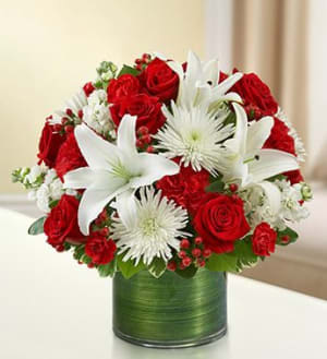 Cherished Memories - Red and White Flower Bouquet