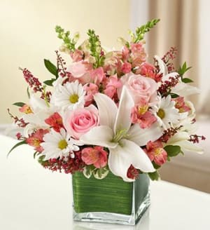 Healing Tears - Pink and White Flower Bouquet