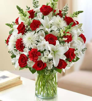 Sincerest Sorrow - Red and White Flower Bouquet