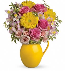 Teleflora's Sunny Day Pitcher of Charm Flower Bouquet