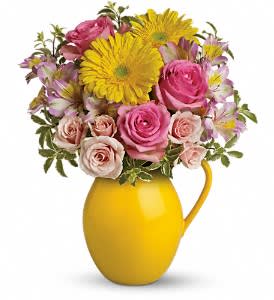 Teleflora's Sunny Day Pitcher of Charm Flower Arrangement Teleflora's Sunny Day Pitcher of Charm Flower Bouquet