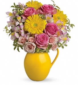 Teleflora's Sunny Day Pitcher of Charm Flower Arrangement Teleflora's Sunny Day Pitcher of Charm Flower Bouquet