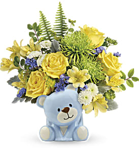 Teleflora's Joyful Blue Bear Bouquet Flower Bouquet