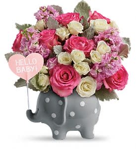 Teleflora's Hello Sweet Baby - Pink Flower Bouquet