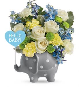 Teleflora's Hello Sweet Baby - Blue Flower Bouquet