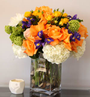 Spring Fling With Roses, Irises And Viburnum Flower Bouquet