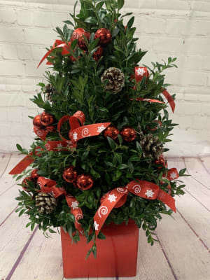 Tabletop Boxwood Tree Flower Bouquet