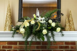 Festive Christmas Mantle Centerpiece Flower Bouquet