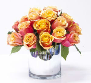 18 Cherry Brandy Roses Flower Bouquet