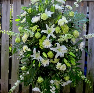 White Sympathy Easel ( Substitute any color) Flower Bouquet