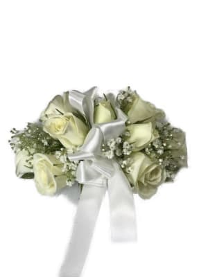 White Miniature Rose Wrist Corsage Flower Bouquet