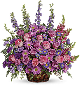 Gracious Lavender Basket Flower Bouquet