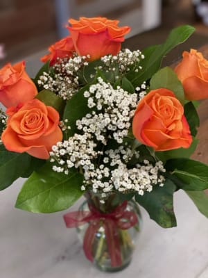 6 Rose Vase Arrangement Flower Bouquet