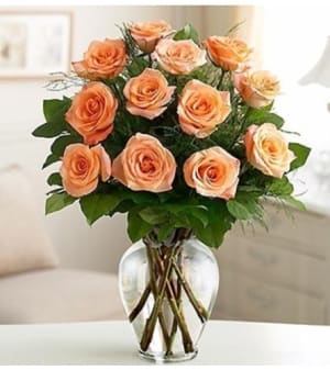 Rose Elegance™ Premium Peach Roses Flower Bouquet