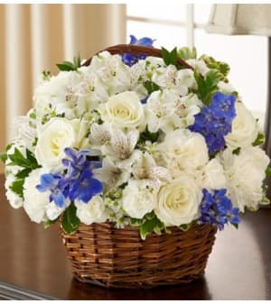 Peace, Prayers & Blessings - Blue and White Flower Bouquet