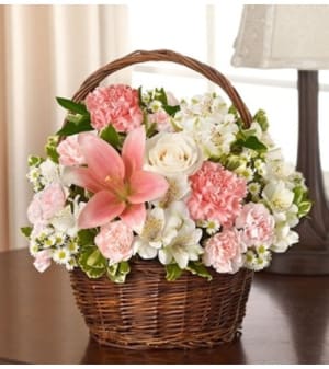 Peace, Prayers & Blessings - Pink and White Flower Bouquet