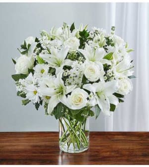 Sincerest Sorrow - All White Flower Arrangement Sincerest Sorrow - All White Flower Bouquet