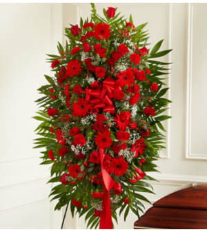 Red Mixed Sympathy Standing Spray Flower Bouquet