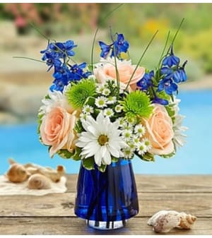 Summer Dunes™ in Blue Cobalt Vase Flower Bouquet