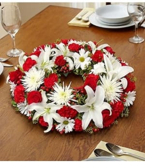 Red and White Centerpiece Flower Bouquet