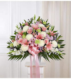 Heartfelt Sympathies™ Pastel Standing Basket Flower Bouquet