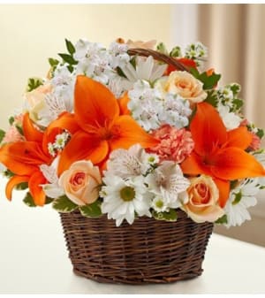 Peace, Prayers & Blessings - Peach, Orange & Flower Bouquet