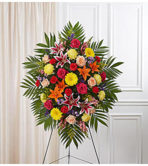 Bright Sympathy Standing Spray Flower Bouquet