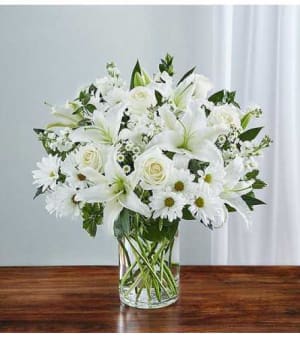 Sincerest Sorrow - All White Flower Arrangement Sincerest Sorrow - All White Flower Bouquet