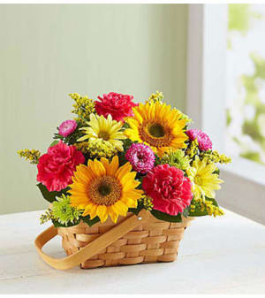 Sunny Garden Basket Flower Bouquet