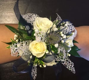 White Spray Rose Wristlet Corsage