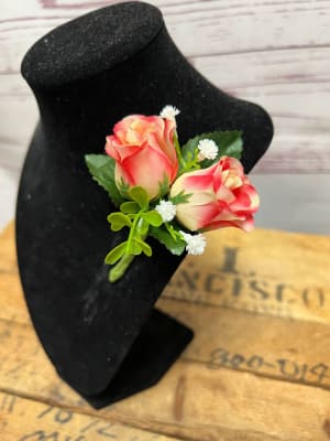 Pink Roses and Lilies Silk (Artificial) Wristlet Corsage