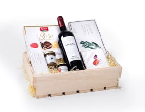 Wine & Cheese Gift Box Flower Bouquet