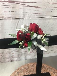 Red Spray Rose Wristlet Corsage Flower Bouquet