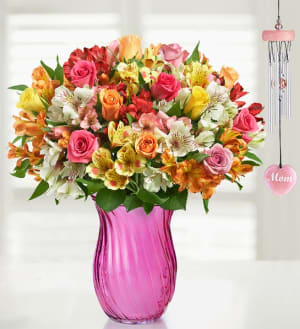 Assorted Roses & Peruvian Lily Bouquet for Mom Flower Bouquet