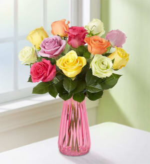 One Dozen Assorted Roses for Mother's Day Flower Bouquet