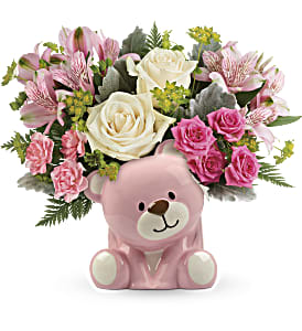 PRECIOUS PINK BEAR Flower Bouquet