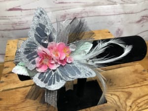 Silver Butterfly Wristlet Corsage Flower Bouquet