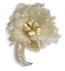 Shimmering Pearls Corsage Flower Bouquet