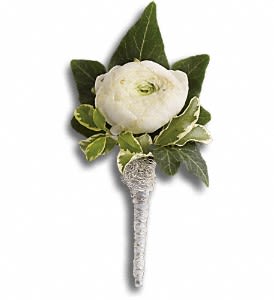 Blissful White Boutonniere Flower Bouquet