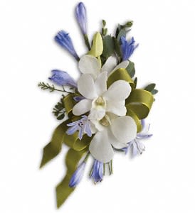 Blue and White Elegance Corsage Flower Bouquet