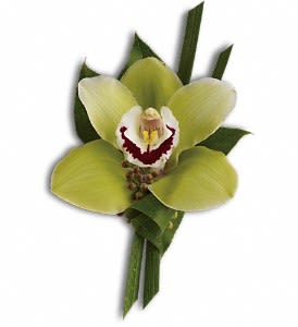 Green Orchid Boutonniere Flower Bouquet