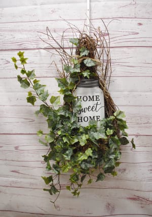 Home Sweet Home Grapevine Wreath Flower Bouquet