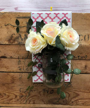 Mason Jar Silk (Artificial) Floral Wall Plaques Flower Bouquet